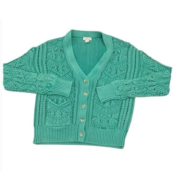 Sundance Catalog Aveline Cardigan Sea Green Knit Women's Sweater M $228 - Picture 3 of 3